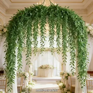 40pcs Extra-Long Luxurious Willow Leaf Vine - Elegant Artificial Greenery, Evergreen Hanging Vine with Lush, Clearly Textured Leaves. Enhances the Style of Home & Outdoor Spaces, Ideal for Living Rooms, Weddings, Shops and Hotels.
