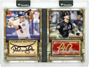David Wright and Pete Alonso New York Mets Autographed 2025 Topps Museum Collection Dual Autograph Jumbo Lumbar Game Used Bat Relics #DAJLB-WA #2/5 Card - Fanatics Authentic Certified