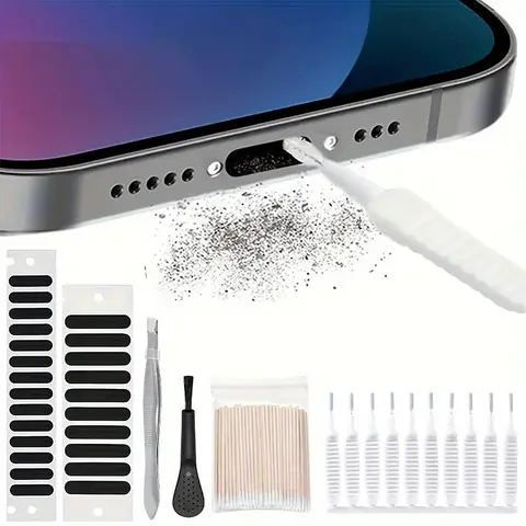Phone Cleaning Kit, 6 Counts/set Phone Speaker Dust Sticker & Cleaning Brush & Cleaning Tools, Multipurpose Phone Cleaning Kit for Smartphone, Keyboard, Earphone, Camera