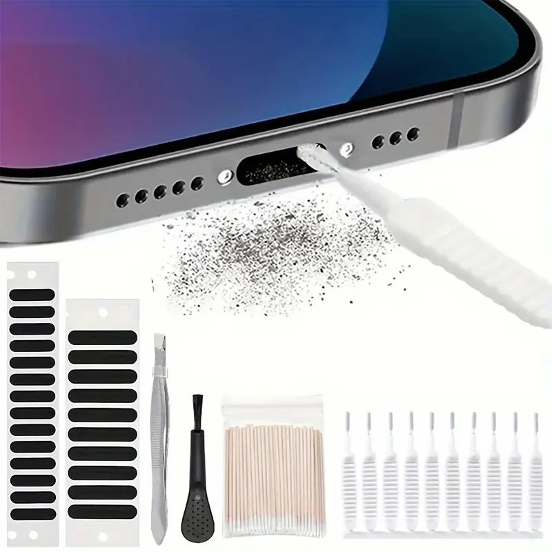 Phone Cleaning Kit, 6 Counts/set Phone Speaker Dust Sticker & Cleaning Brush & Cleaning Tools, Multipurpose Phone Cleaning Kit for Smartphone, Keyboard, Earphone, Camera