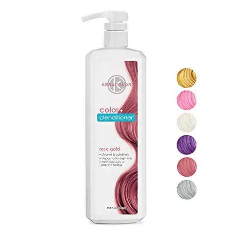 KeraColor Color + Clenditioner Liter Semi-Permanent Gentle Hair Dye - At-Home Haircare with Nourishing Keratin, Shea Care, Coconut Oil, Cocamidopropyl Betaine, Basic Yellow 57, Tones Unwanted Hue, Enhances Vibrancy, No Bleach Temporary Hair Color