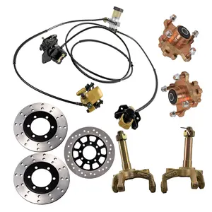 Front and Rear Disc Brake Rotor with Hydraulic Brake Caliper Master Cylinder Assembly, Front Wheel Hubs, Left Right Steering Knuckle for ATV Go Kart Quad Buggy Moped Drift Taotao Sunl Roketa Coolster