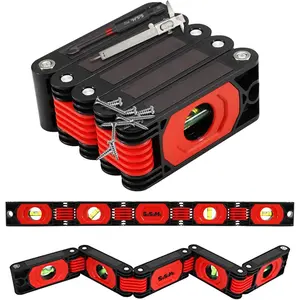 Foldable Level Tool Magnetic Multi Function Folding Level Measuring Tool 5-24inch Bendable Bubble Leveler 5 Section Torpedo Leveling Woodworking Tools Line Spirit Level for Construction
