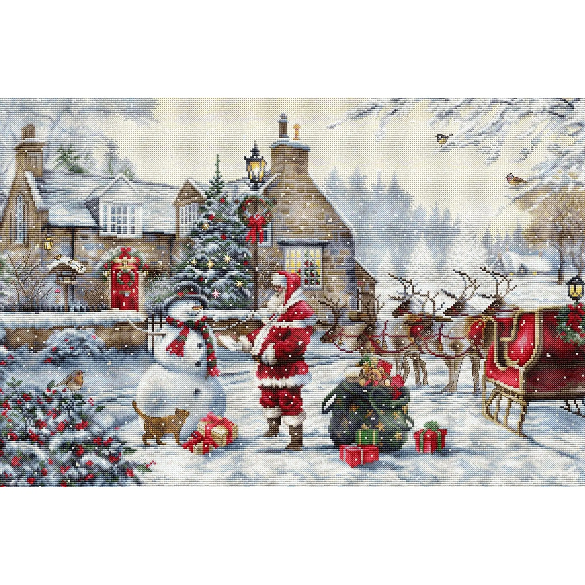 Santa's Cottage Counted Cross-Stitch Kit by Luca-S BU5011L
