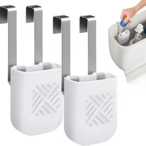 Toilet Tank Hanging Cleaner Block Dispenser, Solid Toilet Cleaner Holder Box, Stainless Steel Hanging Bracket, Slow Release Toilet Tablet Storage Rack, Toilet Cleaning Replacement Part, Home Bathroom Deodorizing and Cleaning Aid, Durable Easy Clean, 1 Set