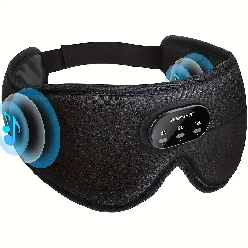 Portable Light-Blocking Sleep Mask with Soft Solid Wireless Audio Headphones - 38 Relax Sounds, 14H Playback, Auto Timer Off, All-Nose Fit, Travel Sleep Aid, Home Supplies, Latest Black Single Item Gift Eye Mask