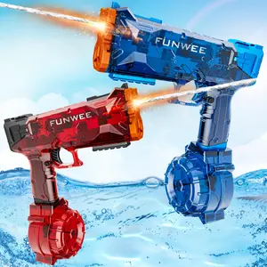 【Fathersdaygifts】Electric Water Shooter  LED Lights, Powerful Squirt Water Pistol for Kids/Aldults,Long Range  Outdoor Water gun Toy,High Powered  Waterproof for Summer, Outdoor,Party,Birthday Giftp，SummerVibes tiktokshopspri Rechargeable Dual-Magazine su