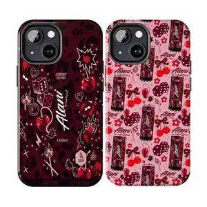 Alani Nu Cherry Bomb Phone Case, Coquette Y2k Dice Pattern Energy Drink Aesthetic iPhone