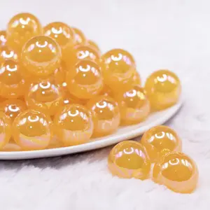 20mm Mustard Orange Jelly AB Acrylic Chunky Bubblegum Beads