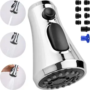 Kitchen Faucet   with 9 Adapters, 3-Mode (Aquablade) Pull Down Kitchen Sink Faucet Sprayer  for , , Kohler Faucets, Sink Faucet  Nozzle, Chrome Faucet