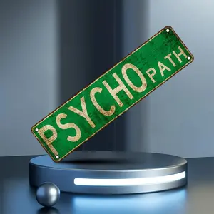 Vintage "Psycho Path" Wooden Sign - 2D Flat  Wall Decor with Distressed Green Finish, Pre-Drilled Holes, Round Corners |   Perfect for Home, Kitchen, Or Outdoor Spaces |   Retro Style |   Easy to Install |   Vintage Home Decor| summervibes