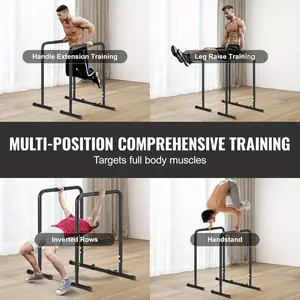 2024 Dip Bar, 440 Lbs Capacity, Heave Duty Dip Stand Station With Adjustable Height, Fitness Workout Dip Bar Station Stabilizer Parallette Push Up Stand, Parallel Bars For Strength Training Home Gym
