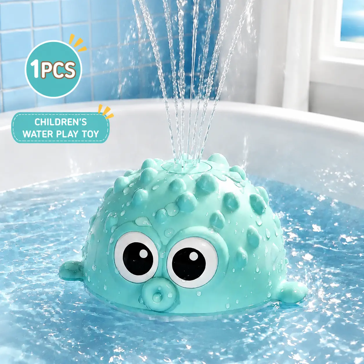 Light Up Puffer Fish Bath Toy, Automatic Spray Floating Toy for Kids, LED Water Play Toy Fun Water Play Gift for Toddlers