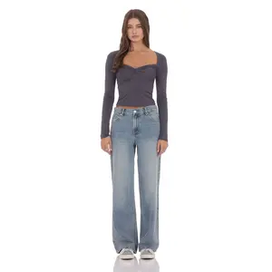 Lucy In The Sky Mid Rise Baggy Jeans in Faded Blue