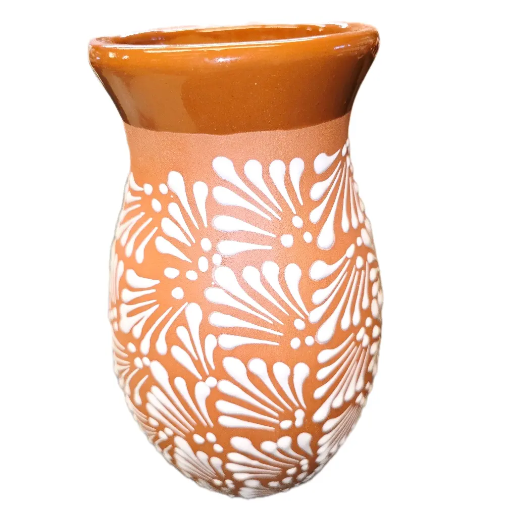 Large Terracotta Cielito Lindo Talavera Flower Vase Handmade in Puebla Mexico Handcrafted Clay Decorative Vase