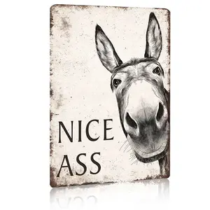 1pc Funny Donkey "Cheese Heads" Bathroom Art Sign - Farmhouse Vintage Metal Tin Wall Decor for Home, Restaurant, Bar - Retro Hilarious Donkey Lover Gift, Trending Viral Must-Have Sassy Bathroom Humor Aesthetic Country Kitchen Decor