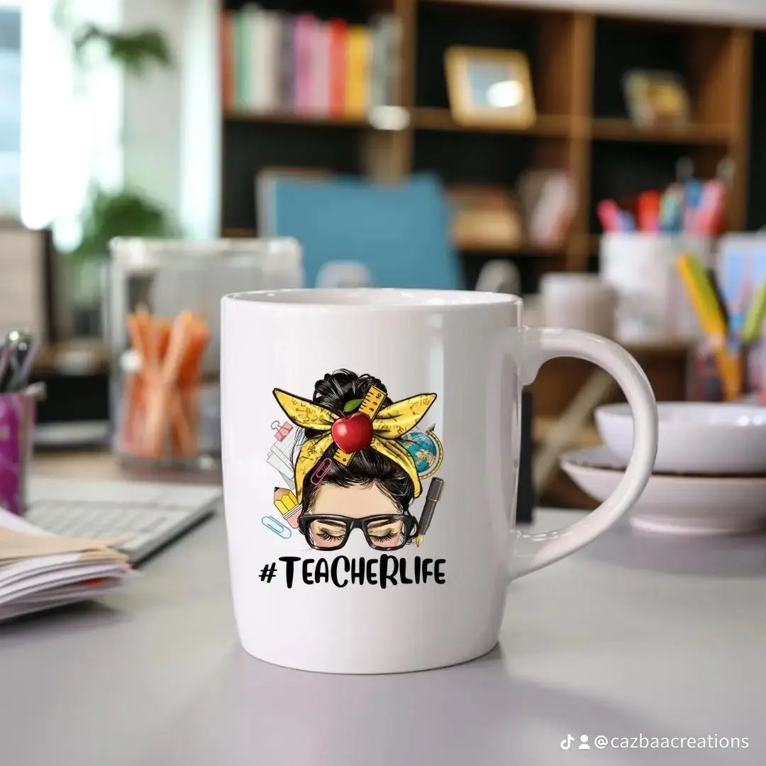 Reusable 11oz Custom Ceramic Mug - Modern Kitchen Drinkware with Handle, Personalized Photo, Logo, Letter or Text Print, Funny Coffee Cup, Custom Gift for Men & Women (Dual-Side Printing)