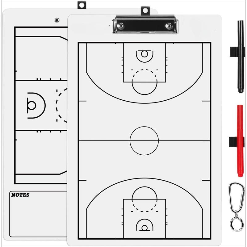 Basketball Coaches Clipboard,White Double-Sided Dry Erase Coach Clipboard, Basketball Whiteboard for Coaches, White Board with Marker for Coaches Gift