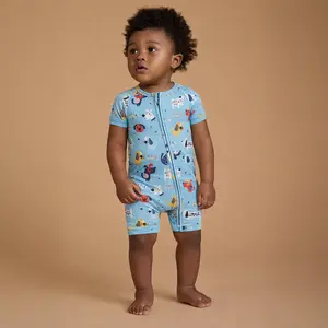 SofiaMila Bamboo Shorty Zippy Puppy Parade Romper Ultra Soft Breathable Fabric Double Zipper for Easy Diaper Changes Tagless Design Eco Friendly Machine Washable