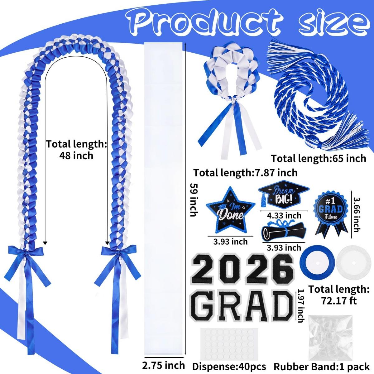 ONERIR 18 Pcs Graduation Leis 2026 Class of 2026 Graduation Candy Lei Kit Double Ribbon Graduation Leis Necklace Graduation Gift Party Accessories for Women Men