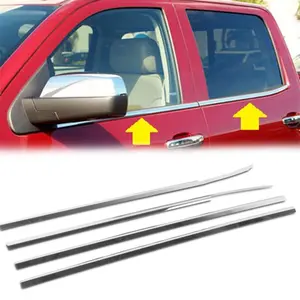 304 Polished Stainless Steel Tape-On Window Molding Sill Overlay Deco Compatible With 2014-2018 Silverado 1500 Sierra 1500 2500 3500