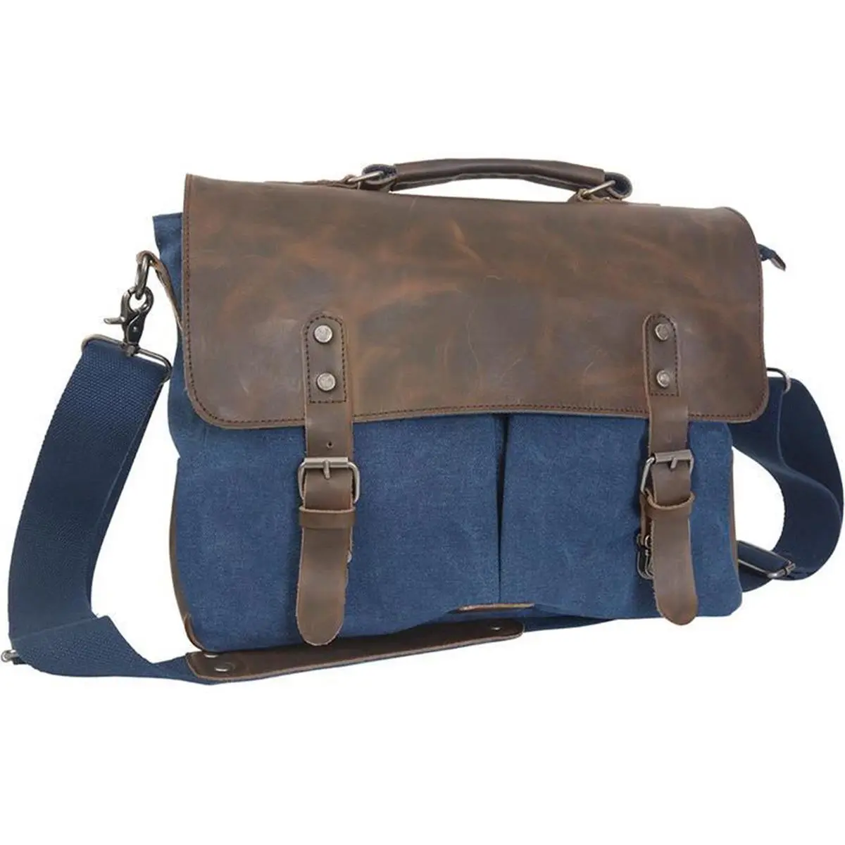 Pull-Up Cowhide Full Grain Leather Weekender Duffel Bag, Classic Brown Lightweight Luggage with Adjustable Strap, 18" Sturdy Carry Handles, 5 Brass Bottom Studs, Padded Pocket, Double Zipper, Gusseted Entry, No Wheels, Body Hugging Design, 18" Handles, Ad