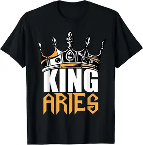 100% Cotton Aries Birthday Gifts - King Aries Zodiac T-Shirt T-Shirt