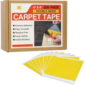 200 Pack Carpet Tile Tape Double Sided, Carpet Square adhesives for Hardwood Floors, Stair Treads, Tile Floors