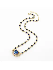 Navy Blue Evil Eye Necklace, Tarnish Resistant Protection Amulet, Dainty Gold Everyday Jewelry, Perfect Gift for Her, Daily Wear