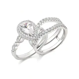 2pcs/Set 925 Sterling Silver Fine Bridal Ring Set For Women 6*9mm 2.7Ct High Grade Cubic Zirconia Wedding Fine Jewelry Gift