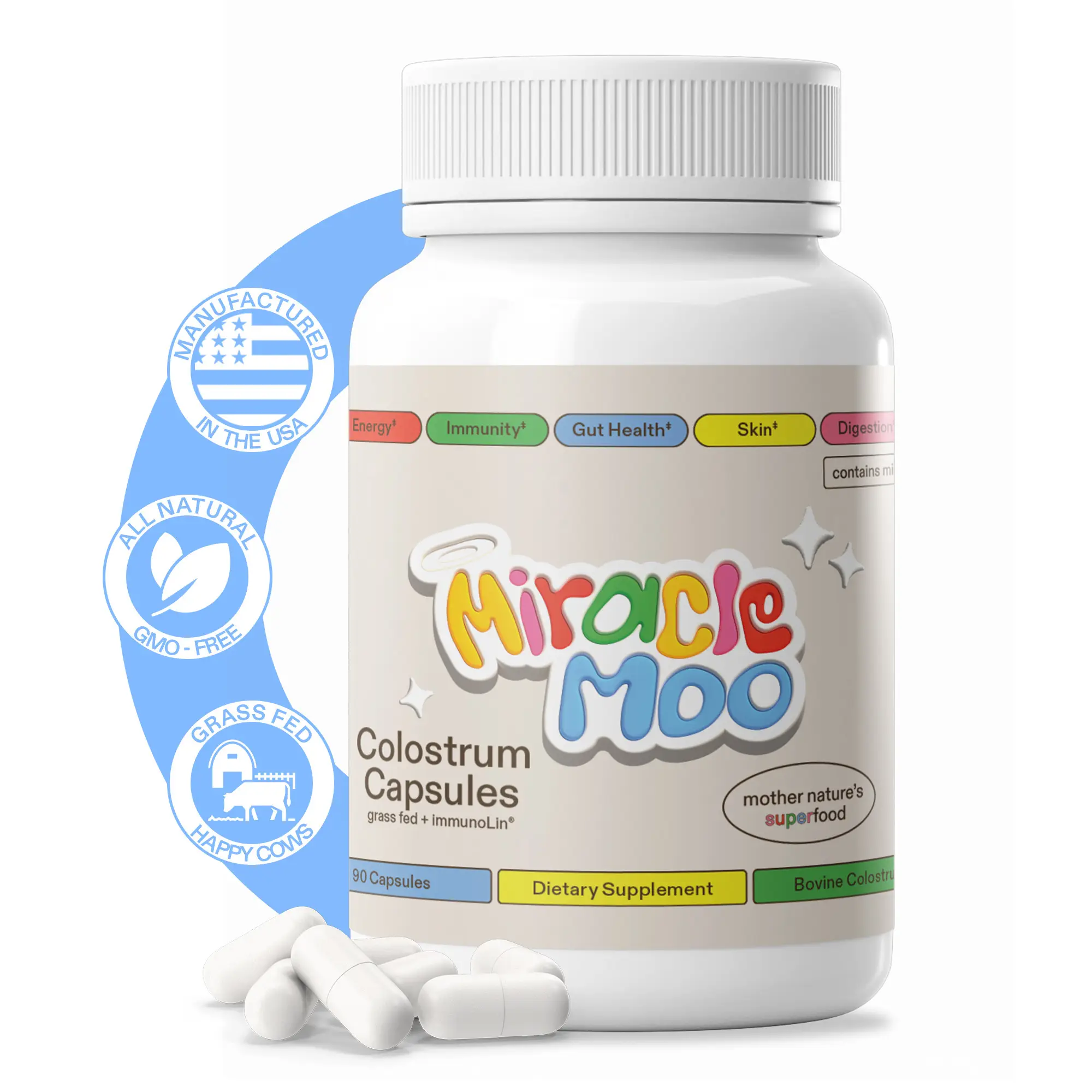 Miracle Moo Colostrum Capsules - Dietary Supplement for Boosting Health Fitness Edible colostrum Healthcare