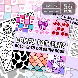 1PC Comfy, Multiple Patterns Adult Coloring Book, high-quality paper, Relaxation Activity, perfect for relaxation and stress relief, artistic creation, and boosting creativity. Ideal for everyday leisure and as a Valentine's Day gift