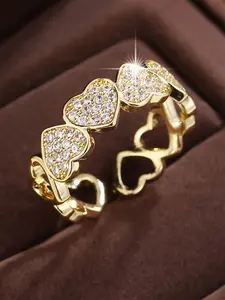 1 PC Glamorous Cubic Zirconia For Women Wedding Engagement Valentine's Day Party Gift Heart Cluster Ring
