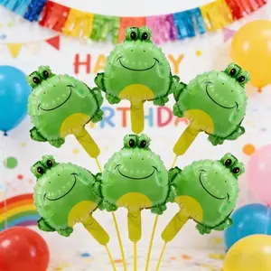 6pcs Mini Cartoon Frog Shape Aluminum Balloons Green Forest Insect Cute Animal Theme Party Decoration Birthday Balloon Set