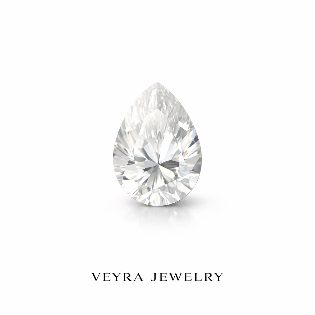 Pear-shaped natural diamond and sapphire diamond set with a certificate included