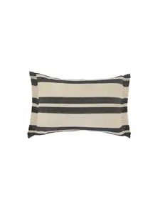 360 Stand 2-Piece Removable 16x16x24 in. Rectangular Gray Striped Zippered 100% Cotton Lumbar Throw Pillows for Outdoor Sofas, Set Of 2