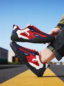 Unisex Trendy Tech Sport Shoes: Sports Athletic Shoes, Sports Casual Shoes, Tri-Color Contrast, Trendy Logo, Anti-Slip Platform. For Casual Mix/Daily Commute