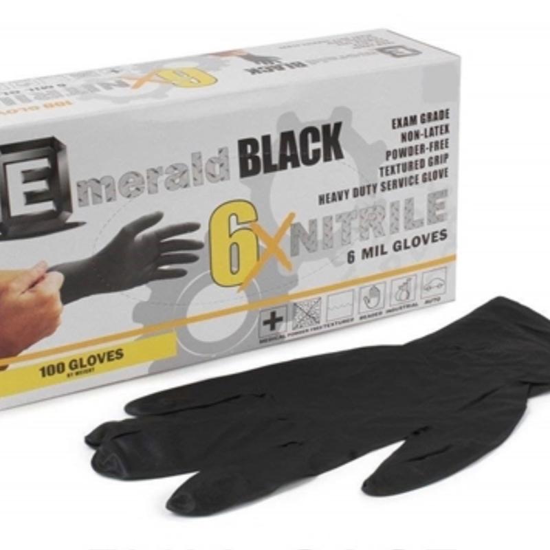 Black 6X Powder Free 6-MIL Nitrile Disposable Gloves box of 100 gloves for Cleaning, mechanic, Black Color, Suitable for Various Cleaning Tasks