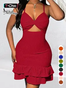 Aliling Christmas Dresses, Elegant Sexy Backless Knot Dress, Slim-Fitting Sleeveless Party Dress, Wearable Women's Fashion Apparel, Womenswear