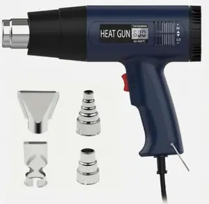 110V Digital Heat Gun Kit for Car Tinting & Shrink Wrap - 2500W Pro Plastic Welder with 4 Nozzles, Infinite Temp Control & Microfiber Cloth LCD Heater