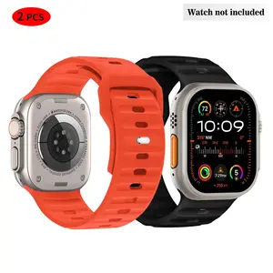 2-Pack Sport Bands Compatible with Apple Watch Ultra 2, Fits 49mm-42mm, Soft Silicone, Waterproof Replacement Straps for Iwatch Series