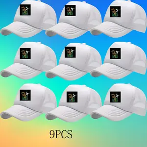 9pcs Personalized Baseball Caps - Custom Logo & Text, Breathable Mesh Back, Retro Style with Adjustable Snapback Closure, Black with Colorful Logo Design, Perfect for Outdoor Activities, Father'S Day, Weddings & Special Occasions, Personali