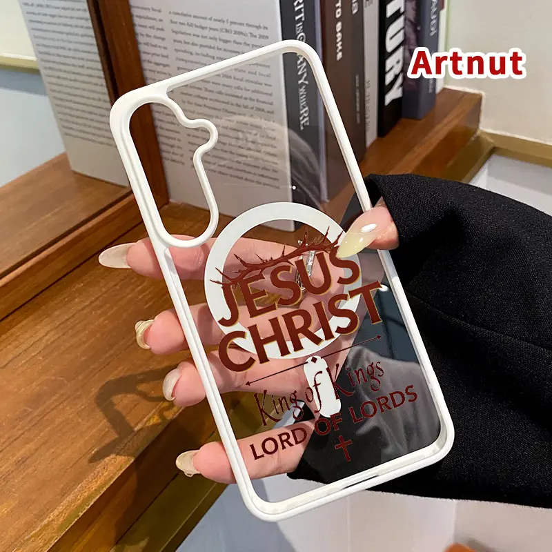 Phone Case Compatible with Samsung Galaxy S26 S23 Ultra S24 Plus S25 Edge S22+ FE Magnetic Jesus Christ Majesty Acrylic Back TPU Edges Clear Shockproof Air-Guard Corners Cellphone Cover for Boy