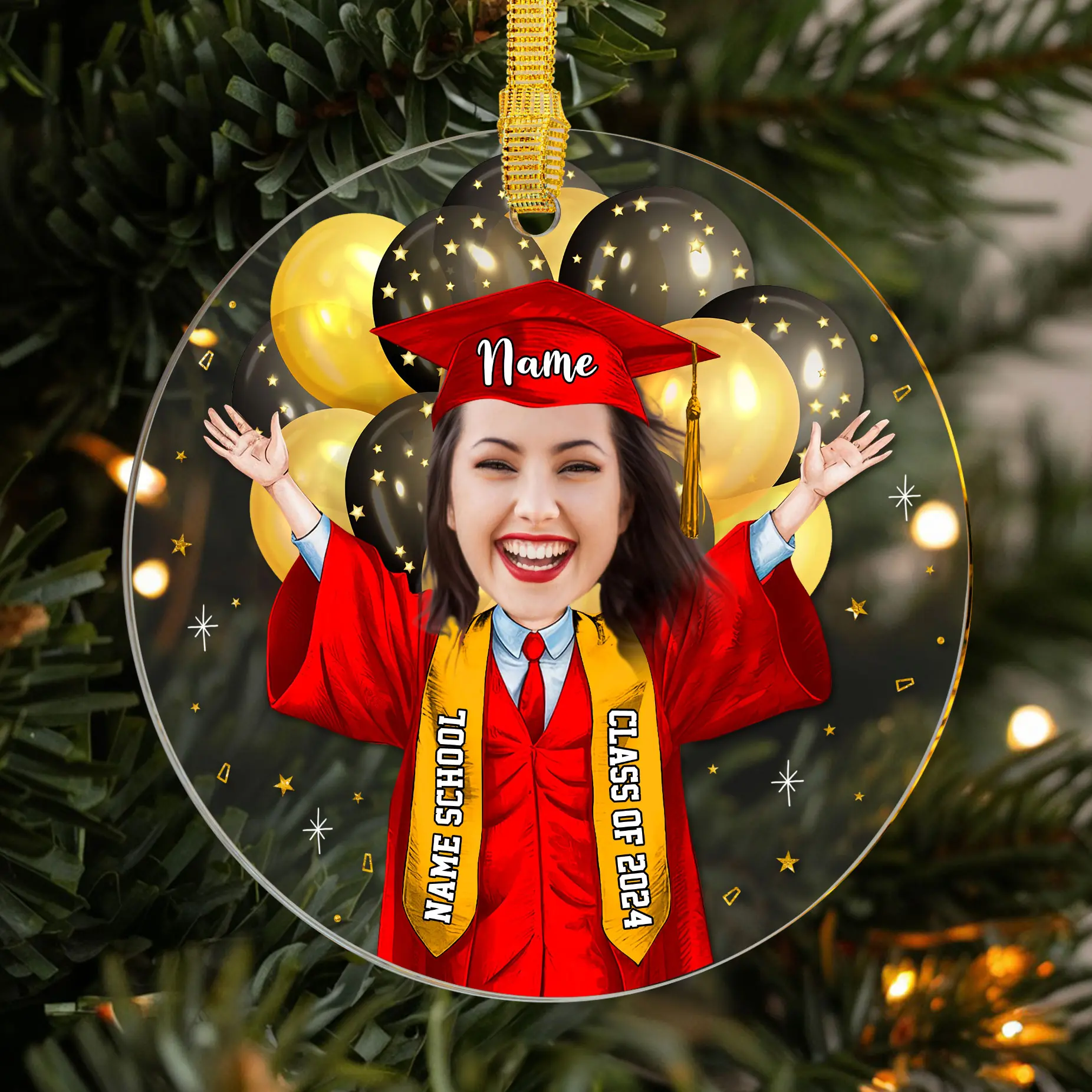 Celebrate Their Milestone Moment, Custom Graduation Ornament For The Class Of 2024 With Personalized Name, School, And Year, Perfect For Honoring Their Achievement