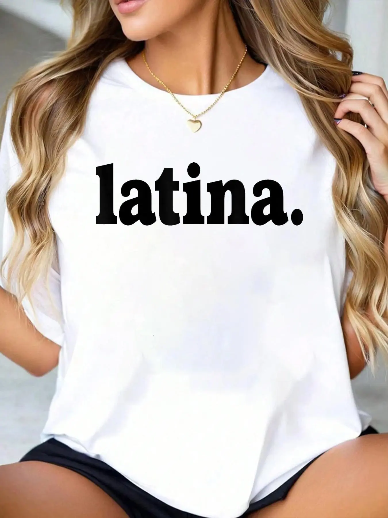 100% Cotton T shirts Latina Saying Cute Letter Text Latin Women Mujer Latina T-Shirt Breathable & Comfort Fit Tee Women,Short Sleeve Crew Neck Top for All Seasons,Graphic Tees Women Tops