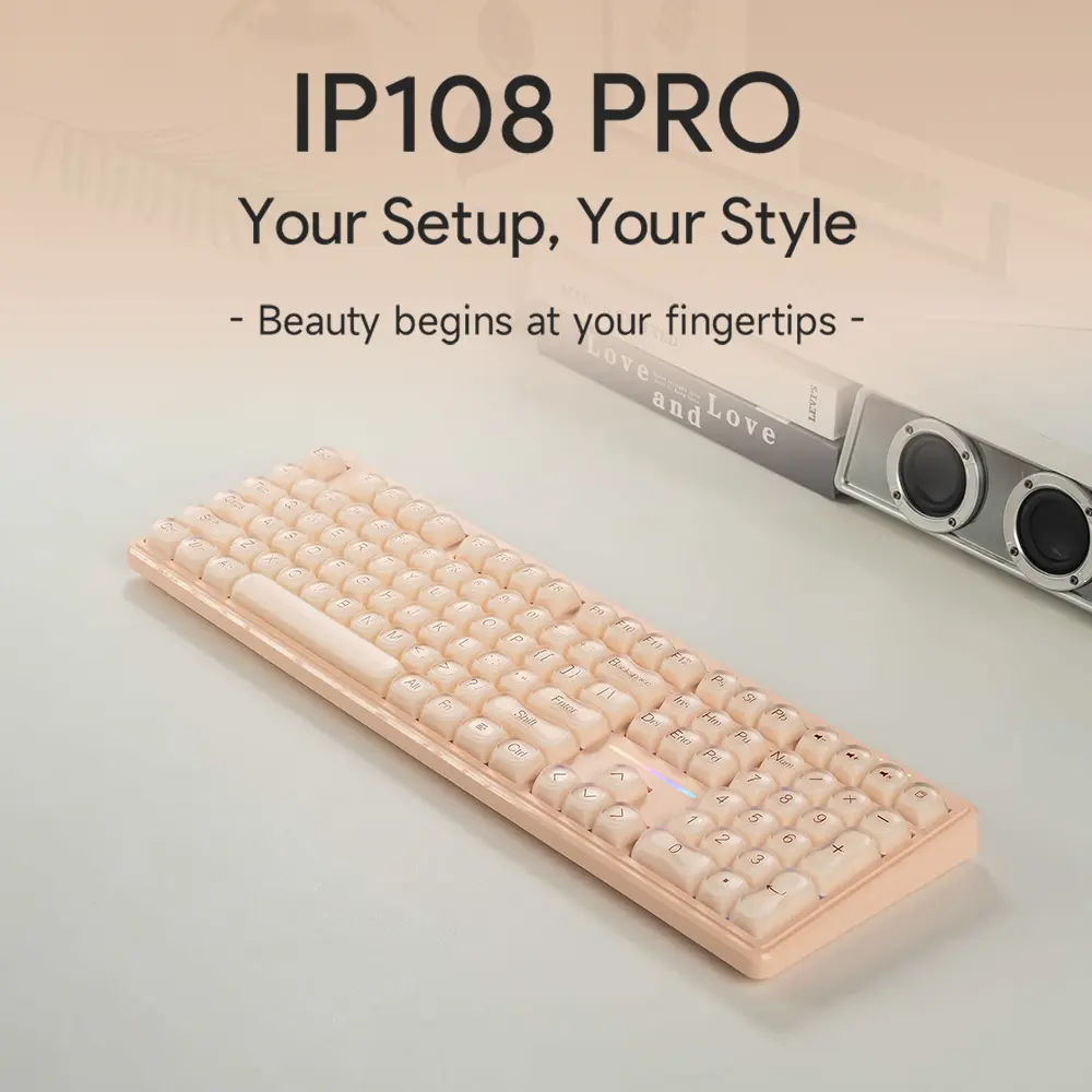 FURYCUBE IP108 PRO Foundation Ofice Keyboard, 108 keys Tri-mode