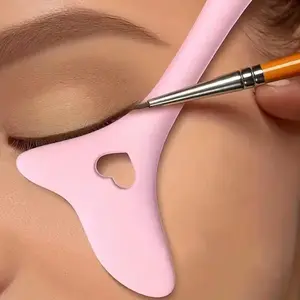 1pc Pink Silicone Makeup Stencil Tool  Multi-Functional Eyeliner Lipstick Guide  Heart-Shaped Winged Eyeliner Template