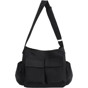Messenger Bag Large Canvas Hobo Crossbody Tote for Women/Men,  Laptop Bag with Multi Pockets for Work,Travel