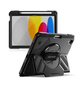 Dexnor Case for iPad (A16) 11th/10th Generation 2025/2022 (11″/10.9″),Rugged Protective Case with 360° Rotating Hand Strap& Stand & Screen Protector & Pencil Holder Shockproof Full-Body Cover