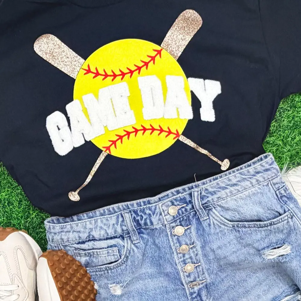 Game Day Softball Chenille Fluffy Patch
